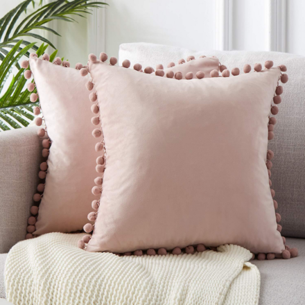 Silky Velvet Lace Cushion Pastel Pink