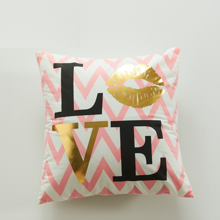 Cotton Bronzing Decorative Cushion Love Letters