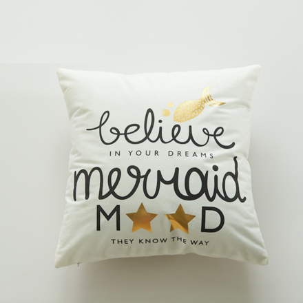 Cotton Bronzing Decorative Cushion Mermaid Mood