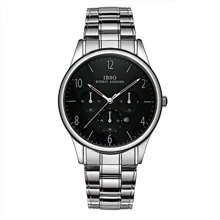 IBSO Men's Quartz Black Dial Stainless Steel Watch 6513G-1