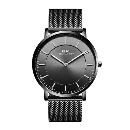 IBSO Men's Quartz Black Stainless Steel Mesh Watch 2313G-Black