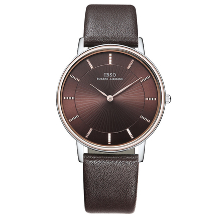 IBSO Quartz Men's Dark Brown Leather Watch 8610G