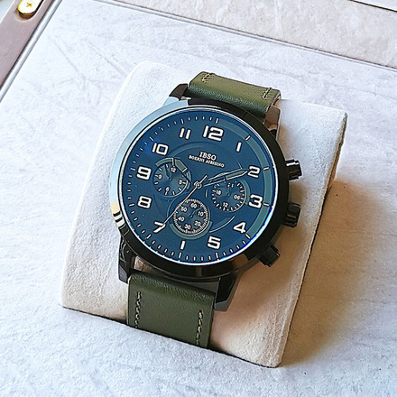 IBSO Quartz Men's Mud Green Leather Watch 6832G-1