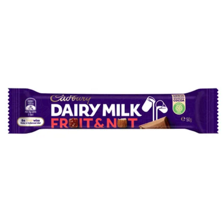 Cadbury Dairy Milk Fruit & Nut Milk Chocolate Bar 50g