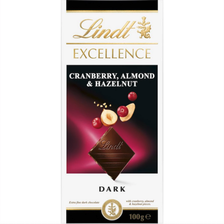 Lindt Excellence Cranberry, Almond & Hazelnut Dark Chocolate 100g