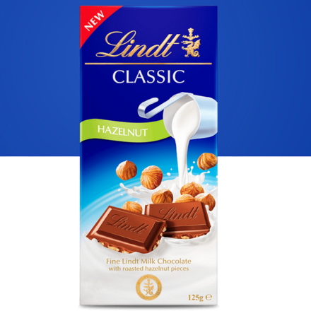 Lindt Classic Milk Chocolate Hazelnut 125g