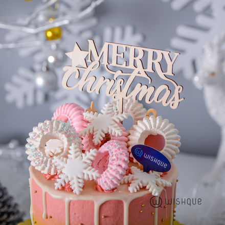Merry Christmas Wooden Cake Topper