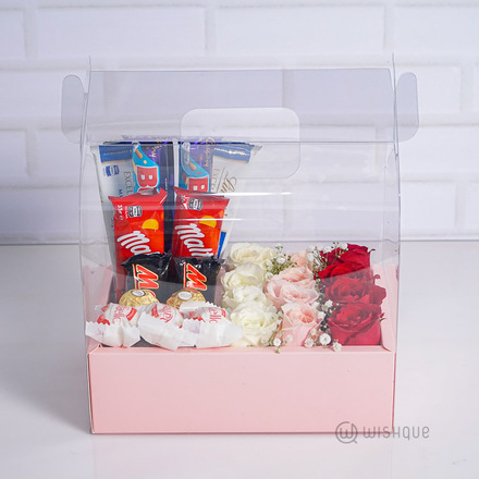 Pink Choco Fresh Roses Box