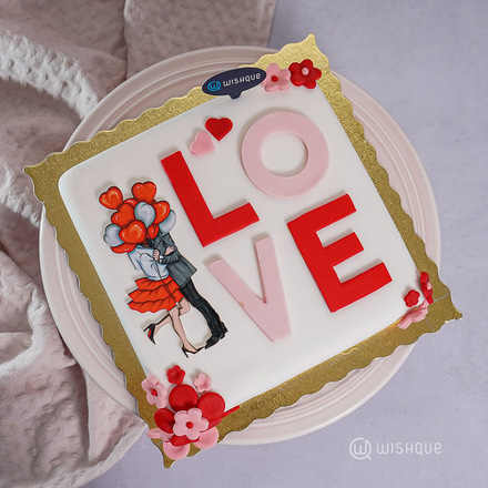 Red Balloons Ribbon Cake