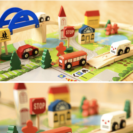 Children's 40PC Urban Rail Overpass Wooden Toys Train Track