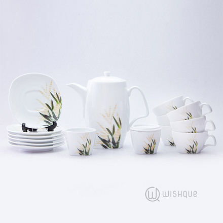 Bamboo Leaf 17 Pcs Dankotuwa Porcelain Tea Set