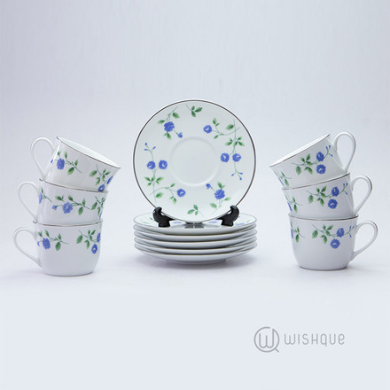 Blue Rose 12 Pcs Dankotuwa Porcelain Tea Set