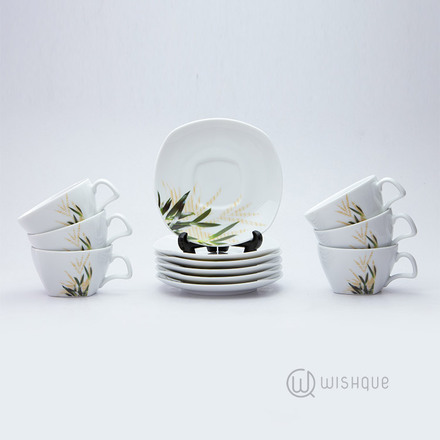 Bamboo Leaf 12 Pcs Dankotuwa Porcelain Tea Set