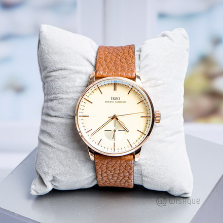 IBSO Men's Quartz Dark Brown Leather Watch-8256B-G