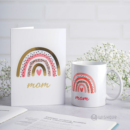 Mom You Are My Rainbow Printed Mug & Greeting Card