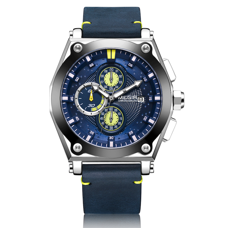 MEGIR Chronograph Multi-function Men's Quartz Watch Blue MEGIR