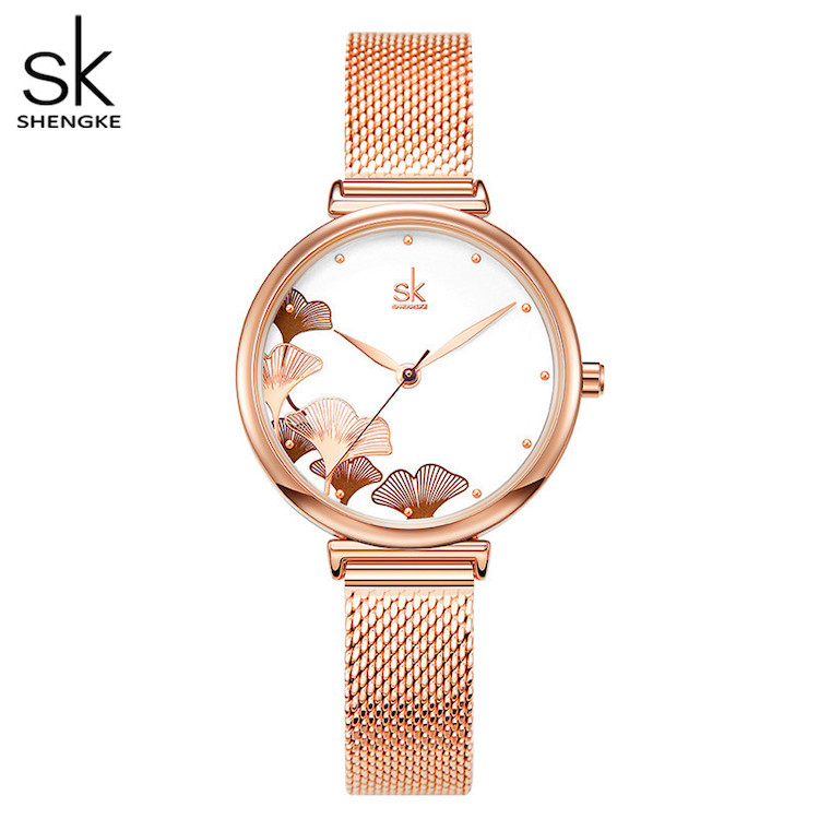 SK SHENGKE Women's Fashion Casual Dress Watch -  Rose Gold KO139L01