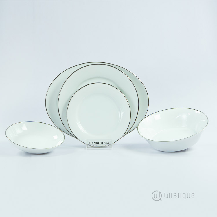 CherryRAvi Platinum 21 Pcs Dankotuwa Porcelain Dinner Set Wishque