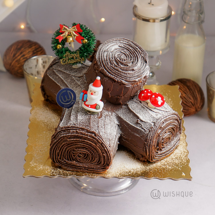 Yule Log Christmas Cake